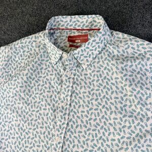 Report Collection Hyper Stretch Shirt Mens L White Pineapple Print Button Down
